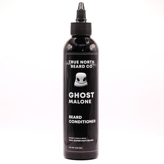 Black bottle of True North Beard Co. Ghost Malone Beard Conditioner on a white background