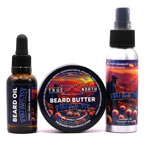 True North Beard Co Take It Easy Beard Oil, Beard Butter, and Cologne Bundle